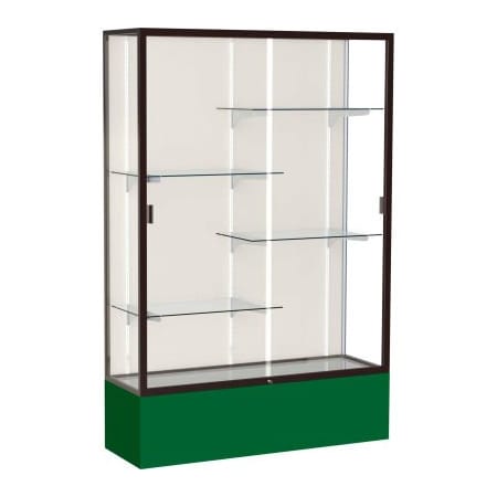 Waddell Display Case Of Ghent Spirit Display Case Forest Green Base, Bronze Frame, Fabric Back 48"W x 16"D x 72"H 374PB-BZ-FG